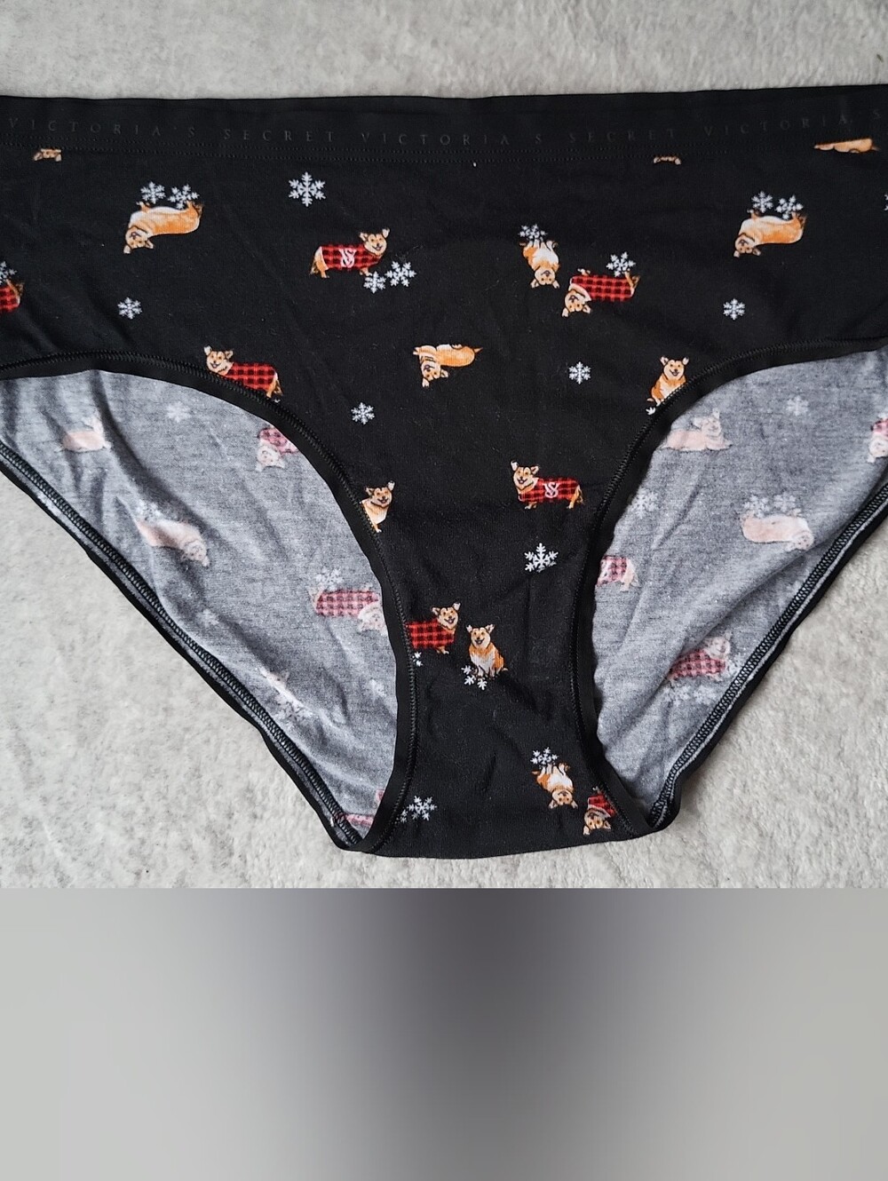 Victoria's Secret Black Corgi & Snowflake Cotton Briefs